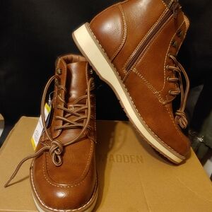 Steve Madden 8M Mens Ankle Boots Lace Up/Zip Up Cognac